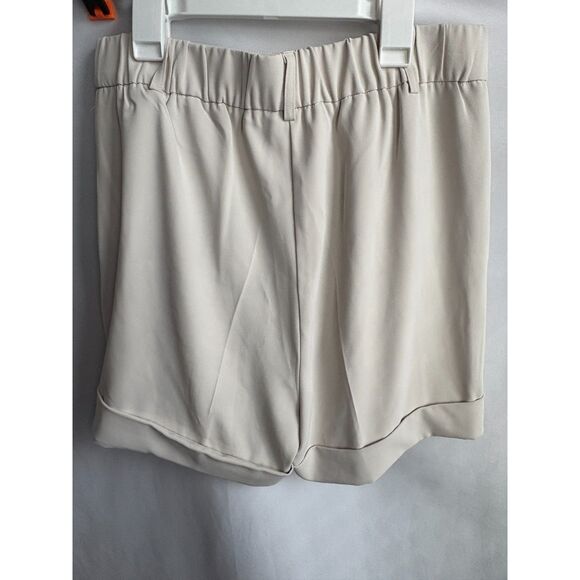 Rachel Zoe Cuffed Pleated Trouser Shorts High Waist Size 8 Stone Career 80s 90s - Picture 5 of 10